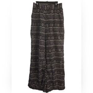 2B BEBE Black & White Tribal Print Wide Leg Palazzo Pants sz S W/Pockets!!